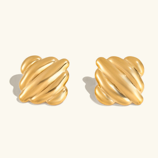 [Amore]Maxine Rippled Gold Earrings