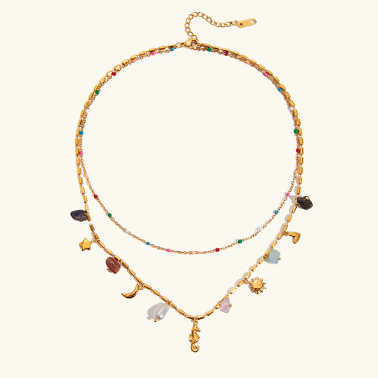 [Amore]Cambria Coastal Charm Layered Necklace