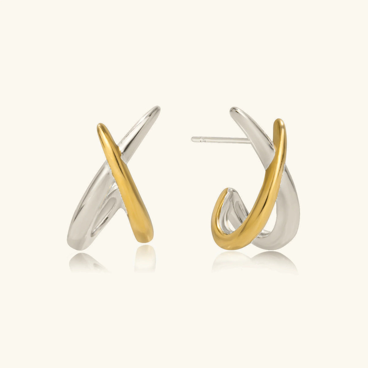 [Amore]Julissa Two Tone Contemporary Huggies