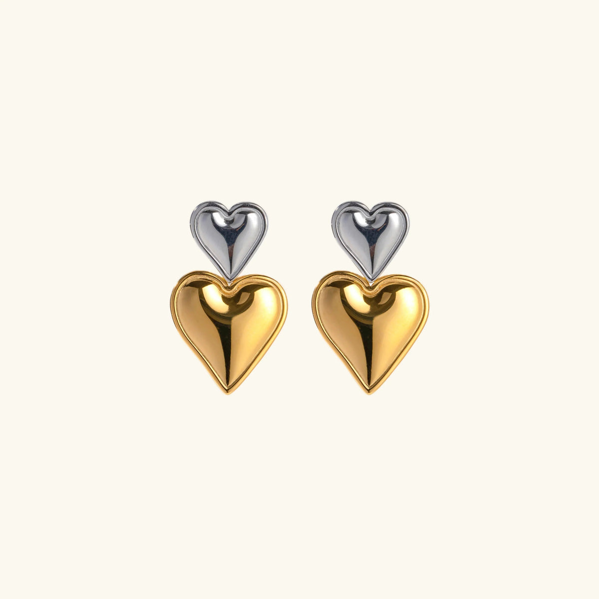 [Amore]Zofia Two Tone Heart Earrings
