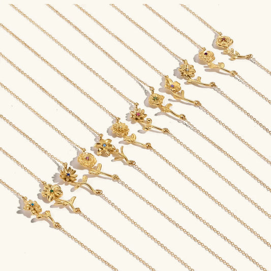 [Amore]Maribelle Birth Flower Gold Necklace