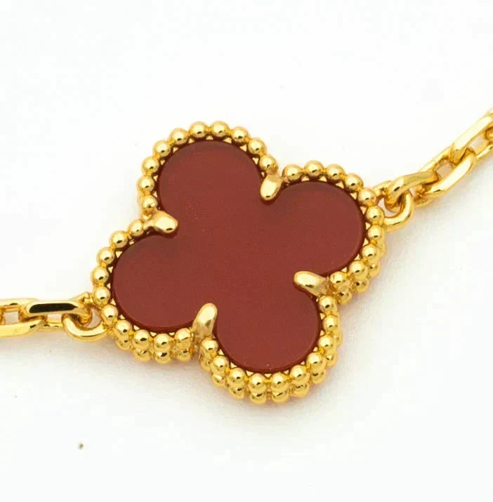 [Amore]LUCKY CLOVER 5-MOTIF BRACELET - RED CARNELIAN COLLECTION