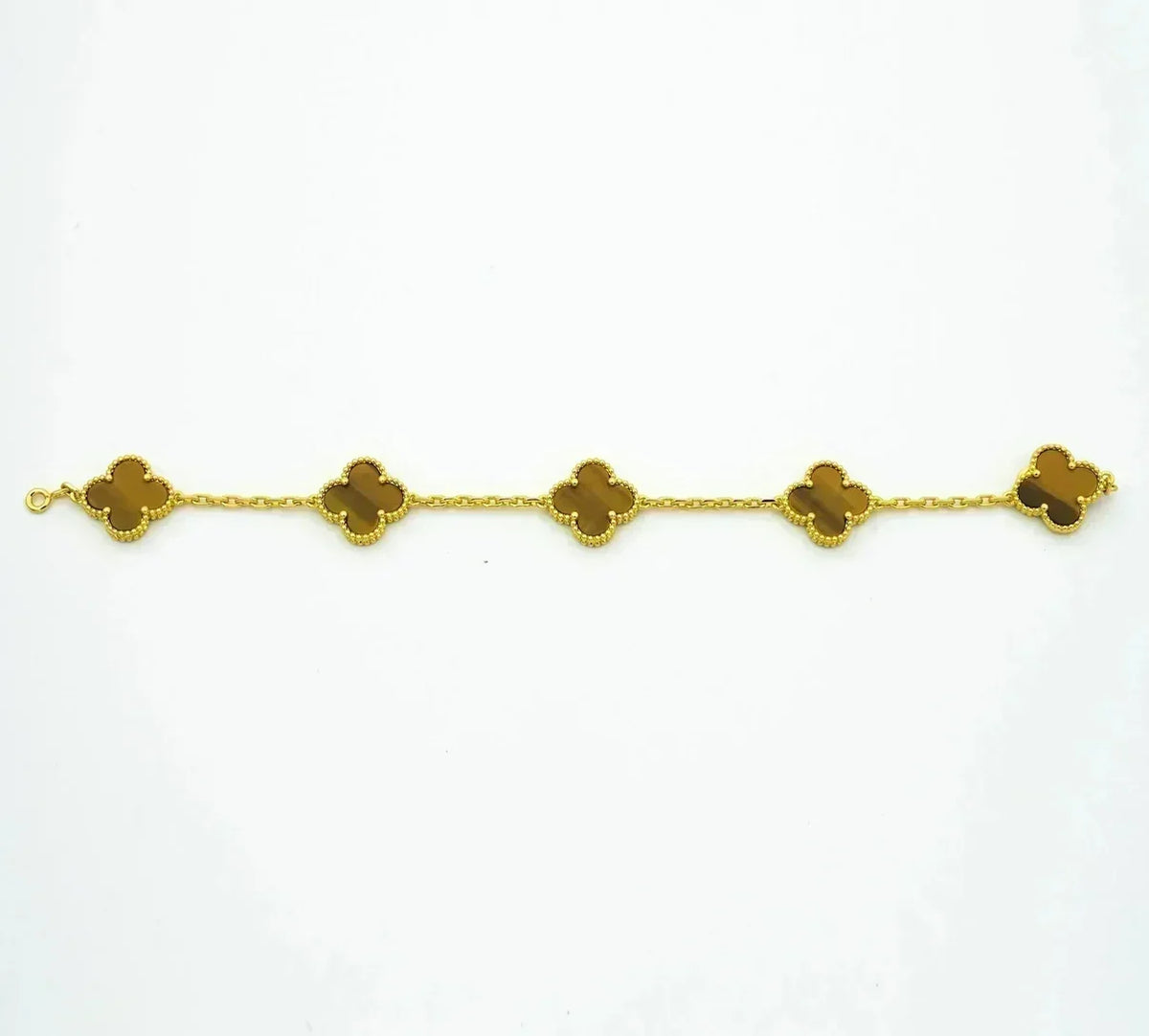 [Amore]LUCKY CLOVER 5-MOTIF BRACELET -  TIGER’S EYE COLLECTION