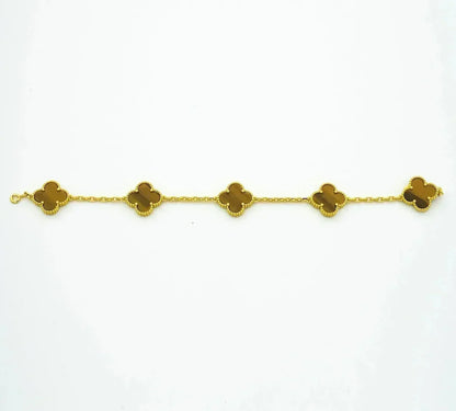 [Amore]LUCKY CLOVER 5-MOTIF BRACELET -  TIGER’S EYE COLLECTION