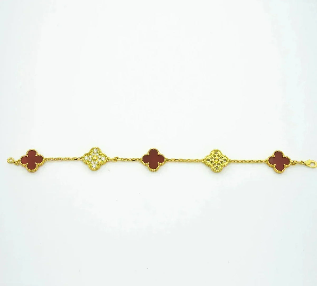 [Amore]LUCKY CLOVER 5-MOTIF BRACELET - RED CARNELIAN COLLECTION