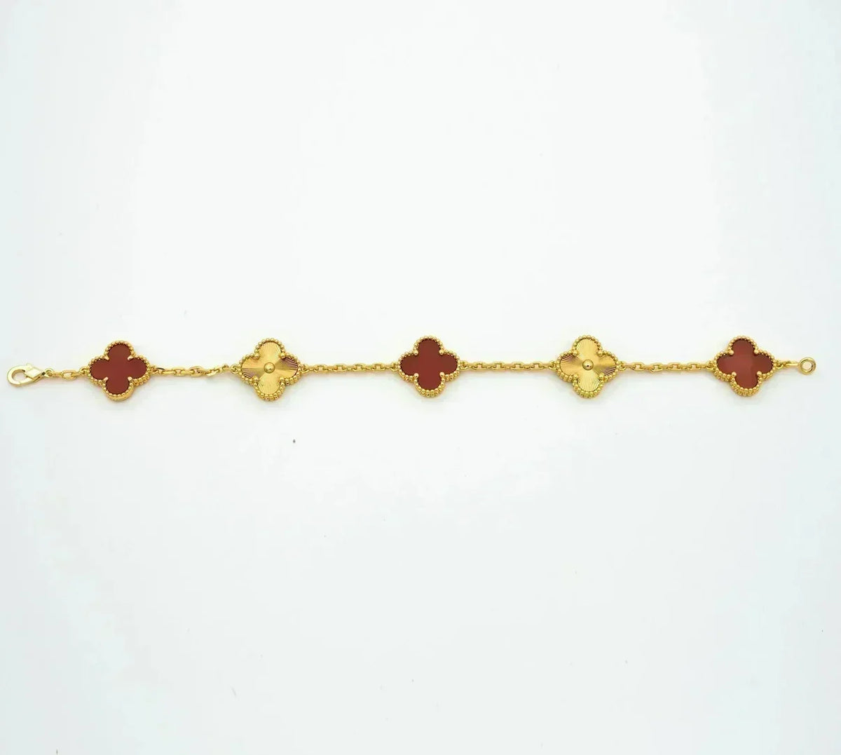 [Amore]LUCKY CLOVER 5-MOTIF BRACELET - RED CARNELIAN COLLECTION