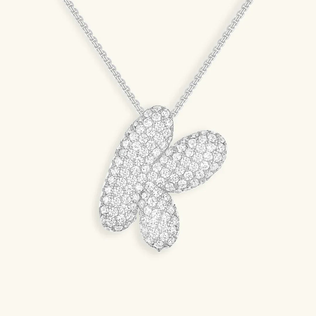 [Amore]Bubble Initial Diamond Necklace