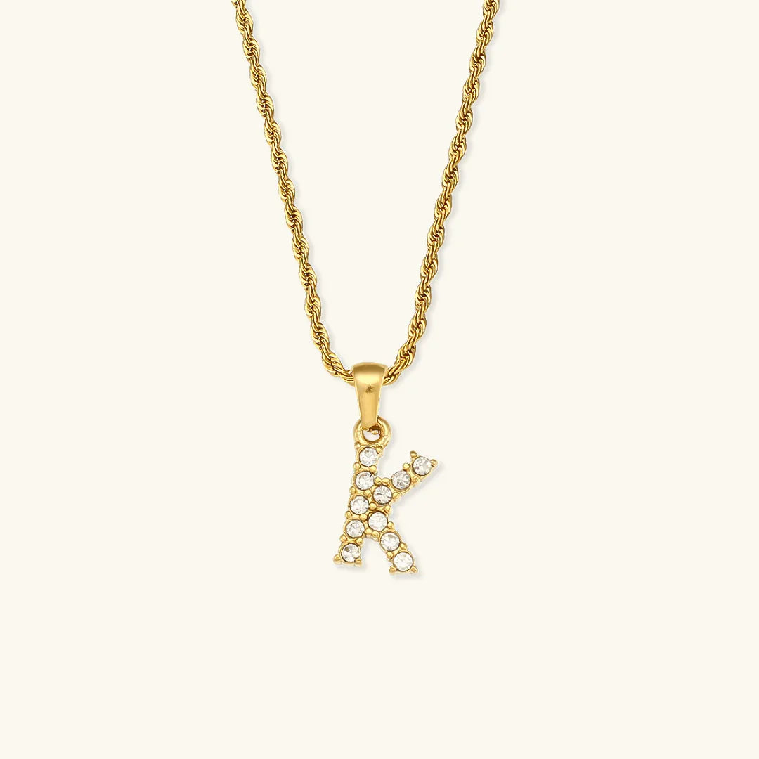 [Amore]Maeve Letter Initial Diamond Necklace