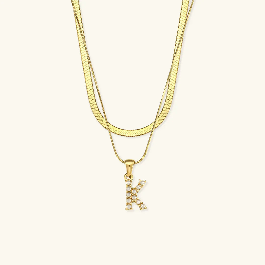 [Amore]Fiona Layered Gold Initial Letter Necklace