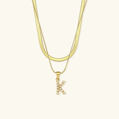 [Amore]Fiona Layered Gold Initial Letter Necklace