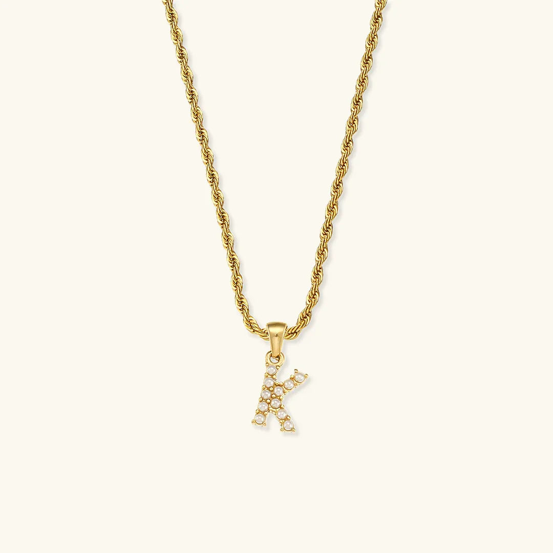 [Amore]Elodie Initial Letter Pearl Necklace