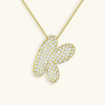 [Amore]Bubble Initial Diamond Necklace