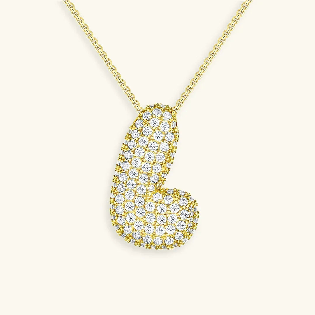 [Amore]Bubble Initial Diamond Necklace