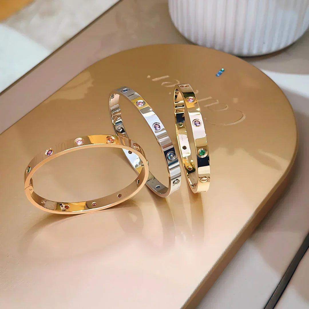 [Amore]Classic 6.1mm Love Bracelet 10-Diamond Multicolor