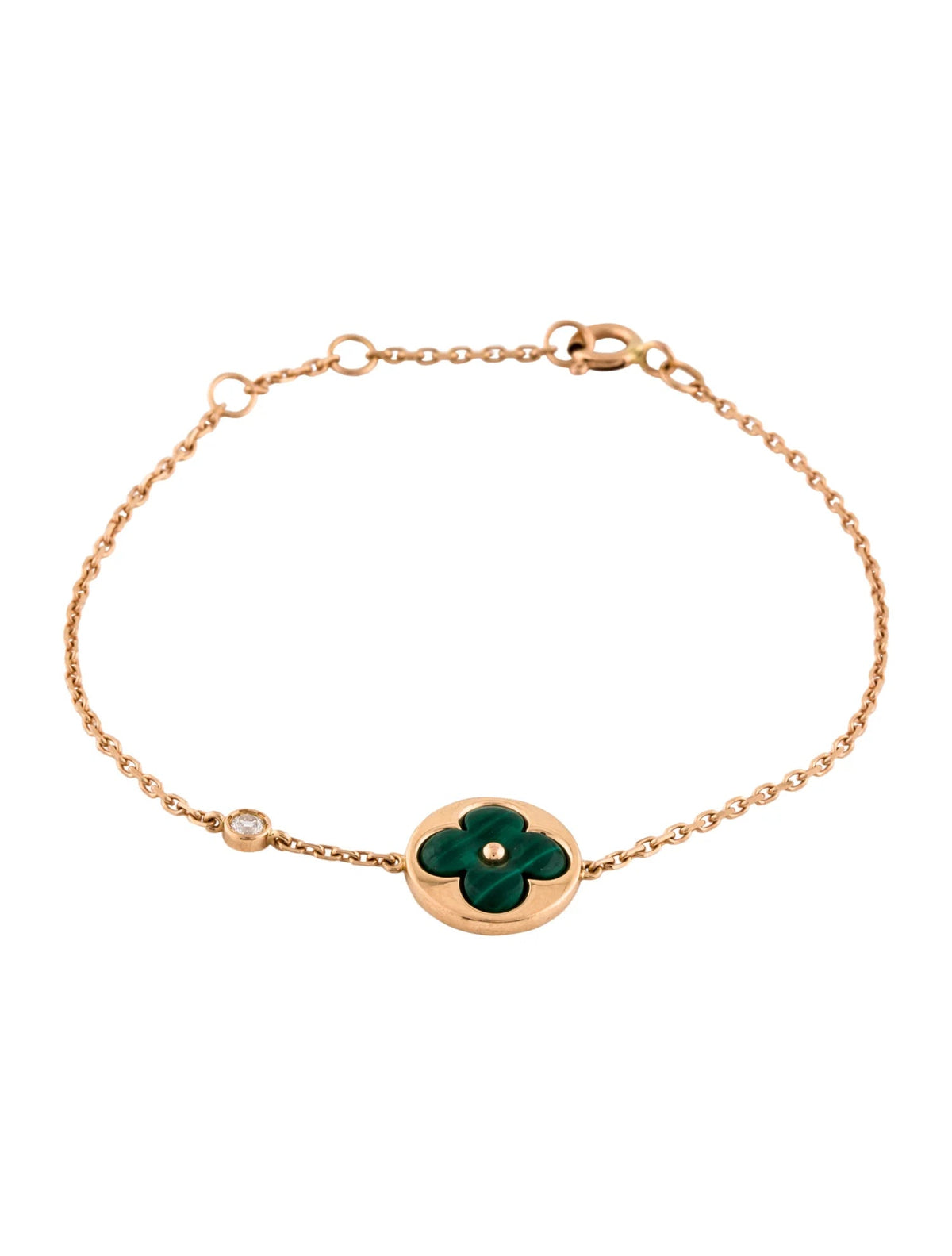 [Amore]SUN MALACHITE 1 DIAMOND PINK GOLD BRACELET