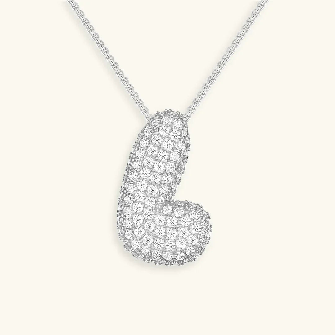 [Amore]Bubble Initial Diamond Necklace