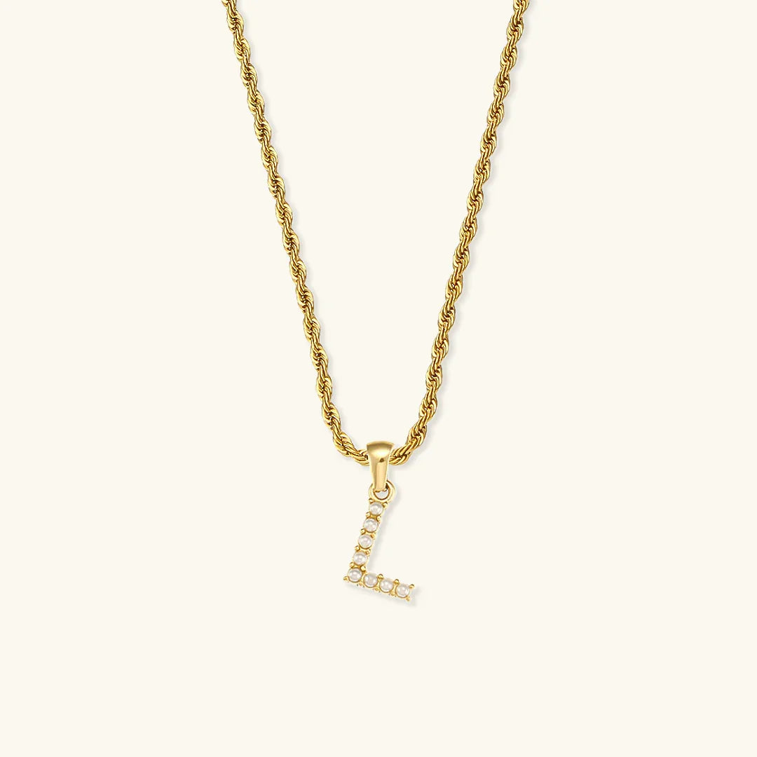 [Amore]Elodie Initial Letter Pearl Necklace