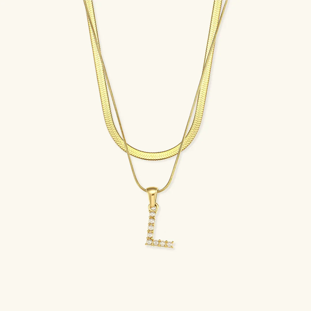 [Amore]Fiona Layered Gold Initial Letter Necklace