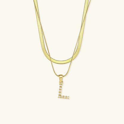 [Amore]Fiona Layered Gold Initial Letter Necklace