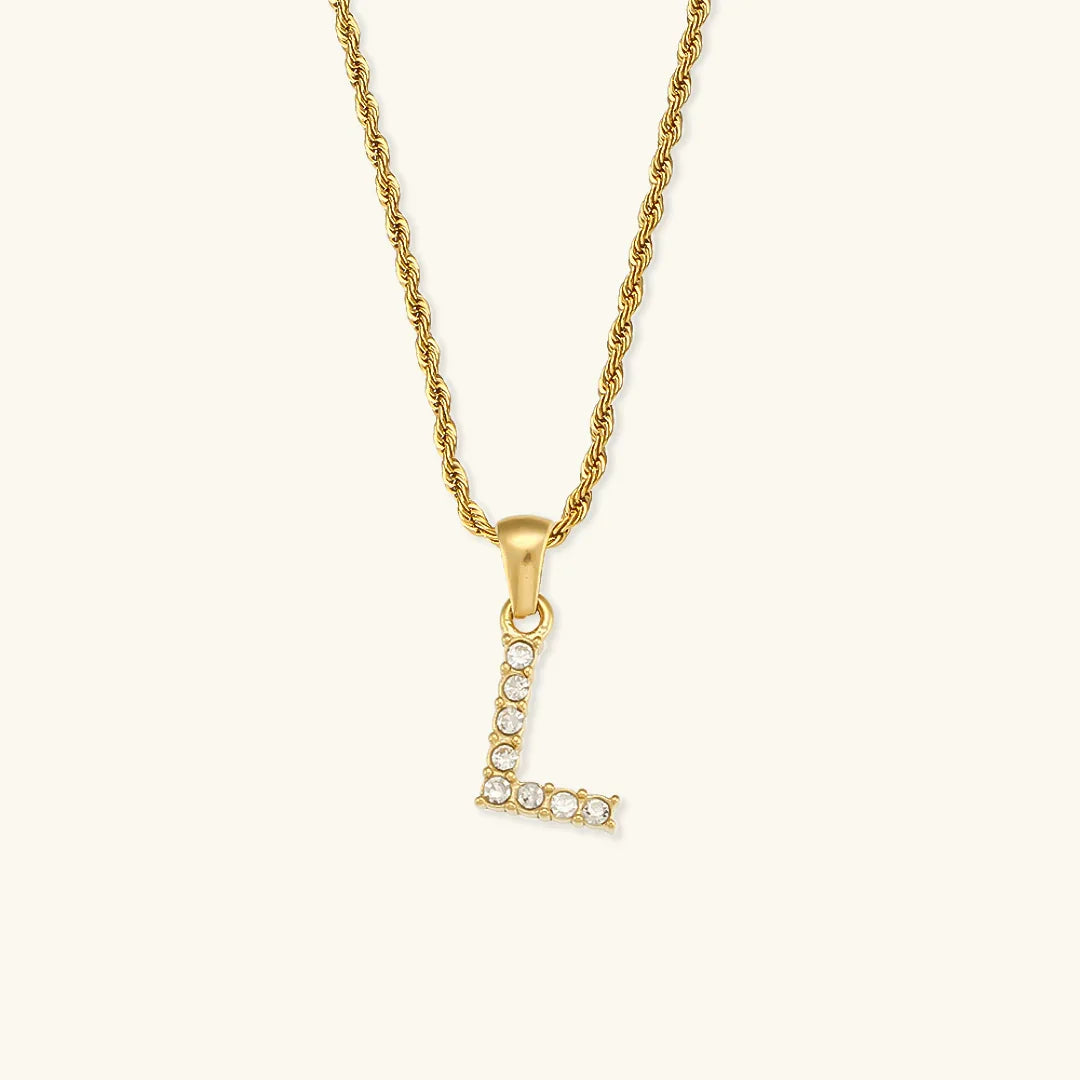 [Amore]Maeve Letter Initial Diamond Necklace