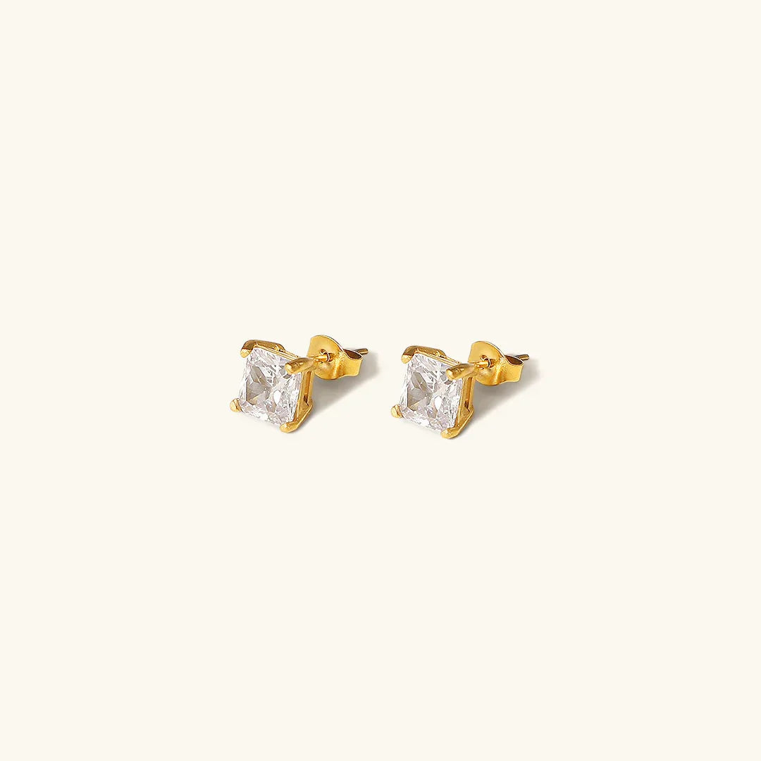 [Amore]March Solitaire Gold Earrings