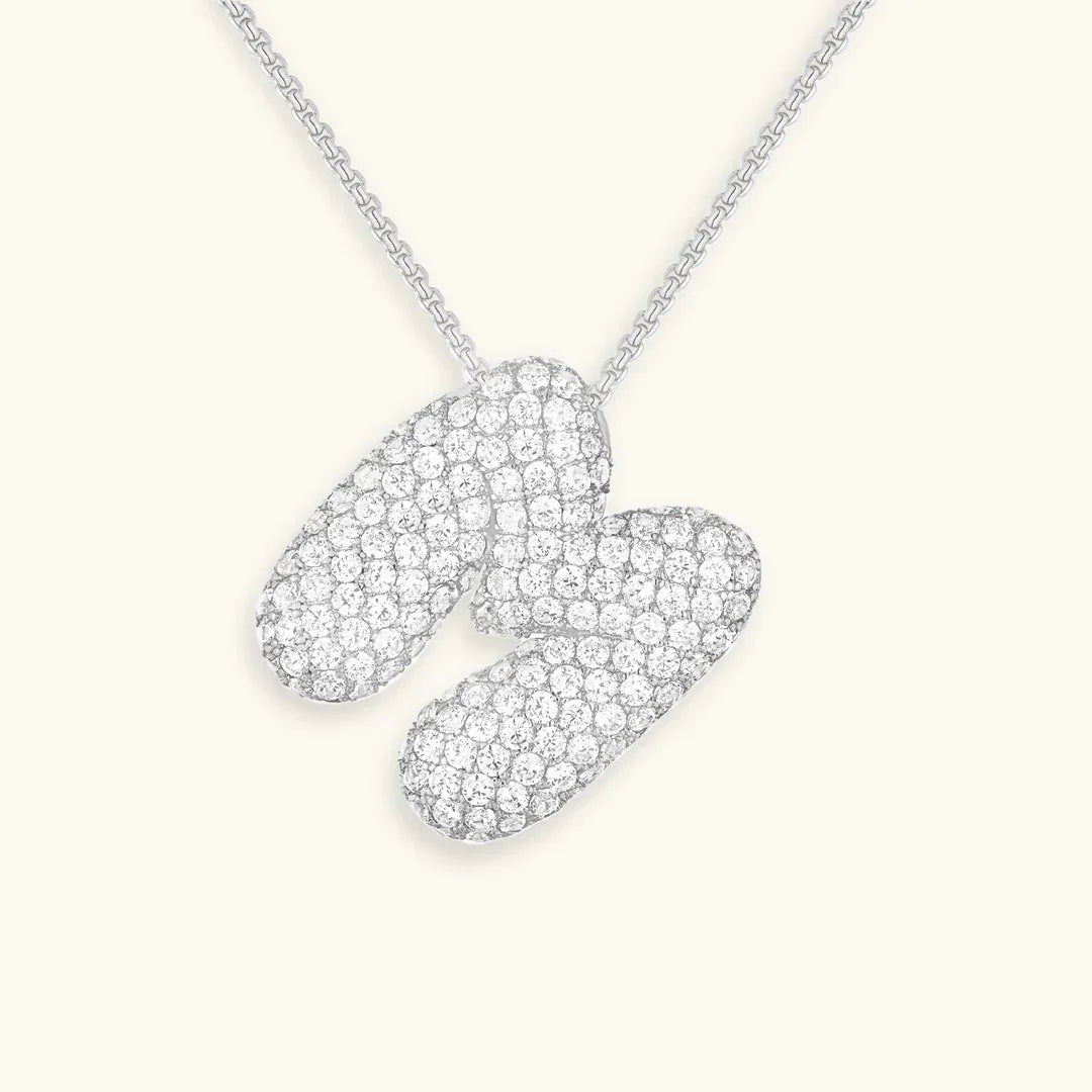 [Amore]Bubble Initial Diamond Necklace