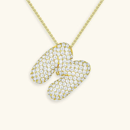 [Amore]Bubble Initial Diamond Necklace