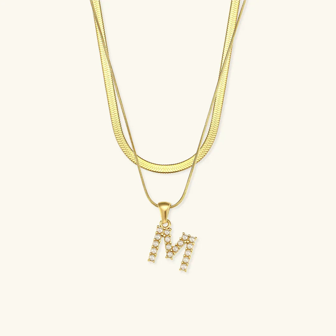 [Amore]Fiona Layered Gold Initial Letter Necklace