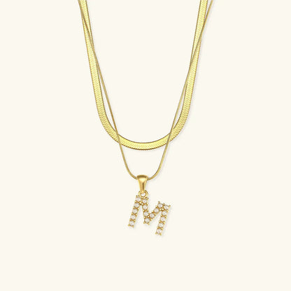 [Amore]Fiona Layered Gold Initial Letter Necklace