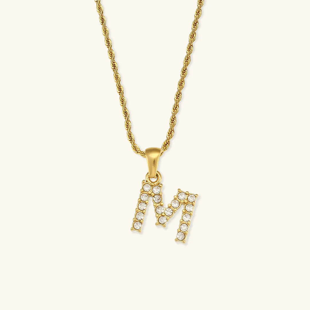[Amore]Maeve Letter Initial Diamond Necklace