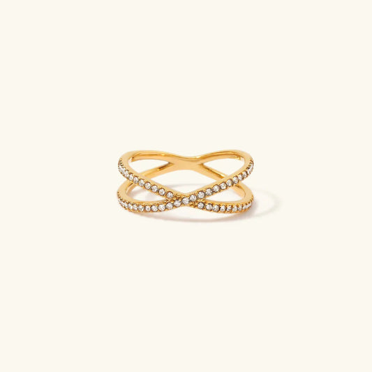 [Amore]Nia Gold Diamond Cross Ring