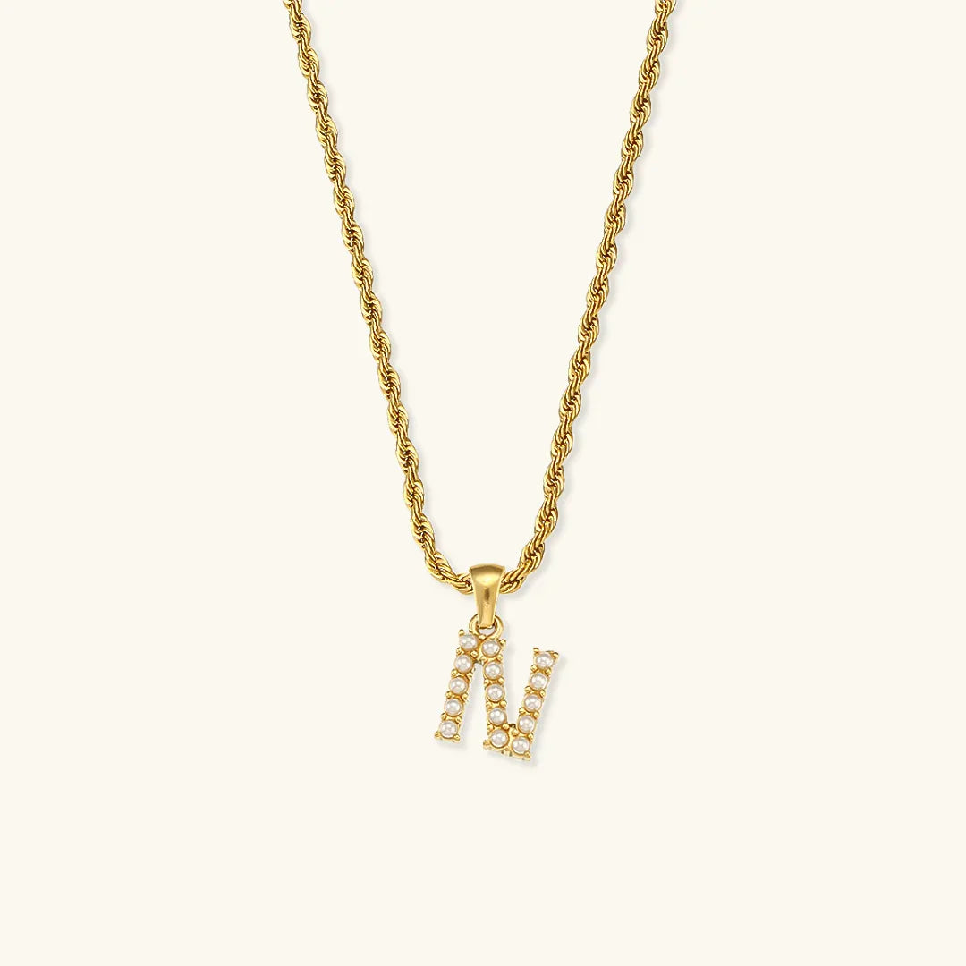 [Amore]Elodie Initial Letter Pearl Necklace