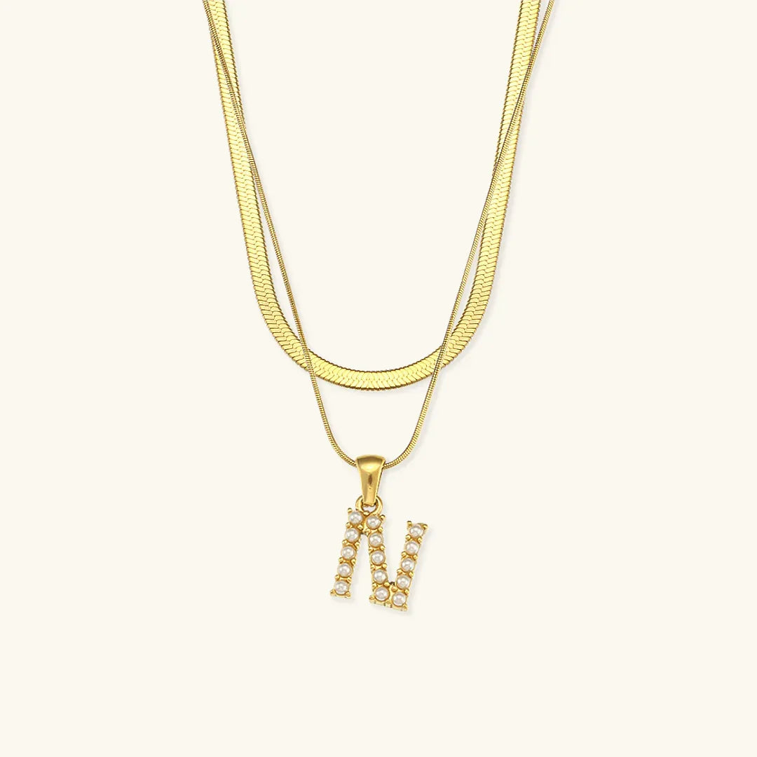 [Amore]Fiona Layered Gold Initial Letter Necklace
