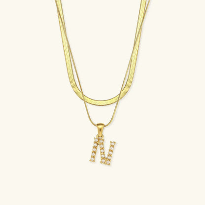 [Amore]Fiona Layered Gold Initial Letter Necklace