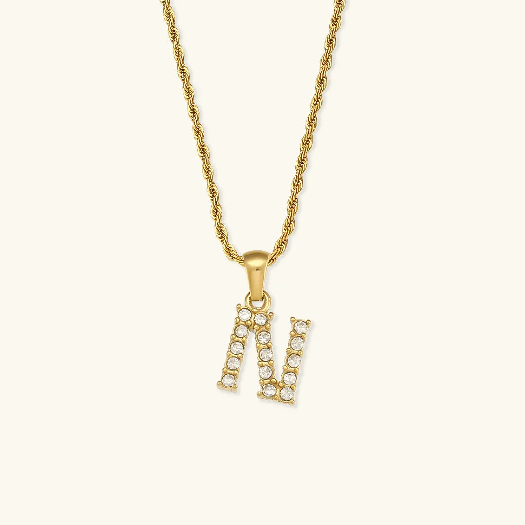 [Amore]Maeve Letter Initial Diamond Necklace