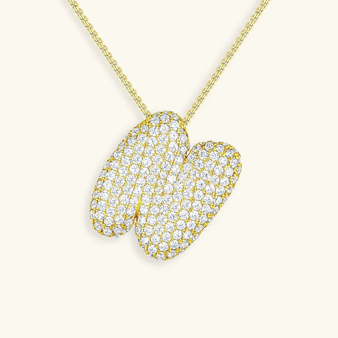 [Amore]Bubble Initial Diamond Necklace
