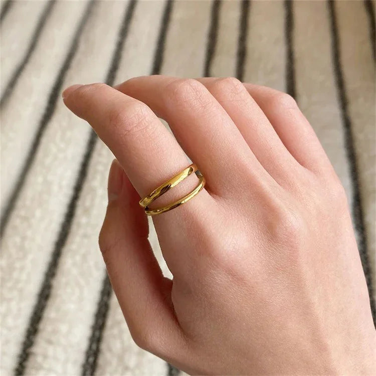 [Amore]Olivia Layered Gold Ring