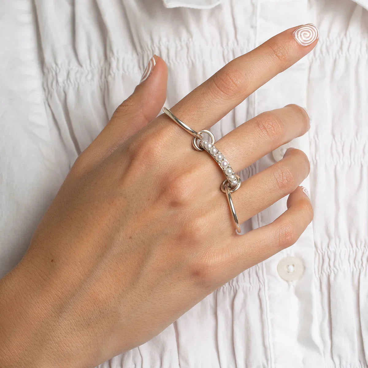 [Amore]Mikayla Stacked Freshwater Pearl Ring