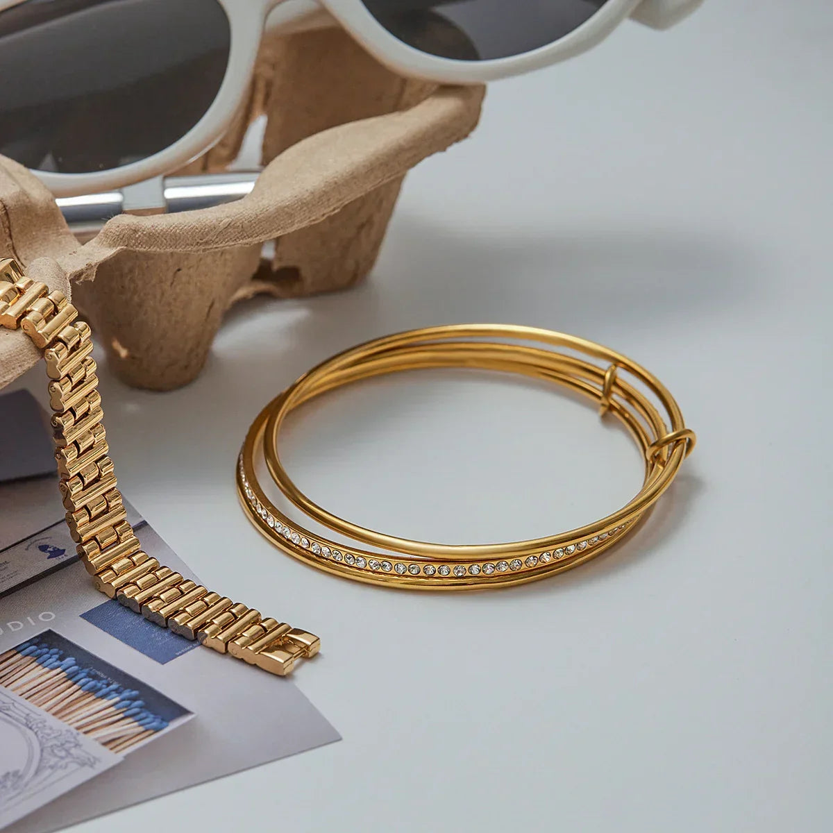 [Amore]Quinley Stacked Diamond Bracelet