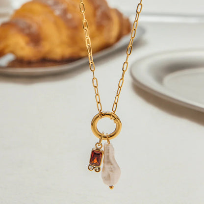 [Amore]Caitlin Birthstone Pearl Necklace