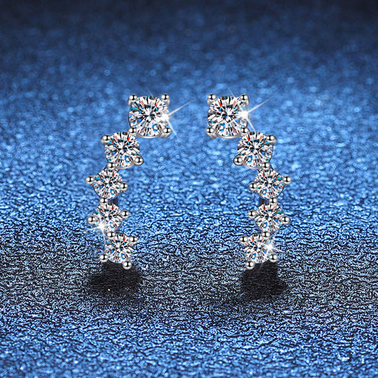 [Amore]SPARKLING SMILE ARC MOISSANITE STUD EARRINGS