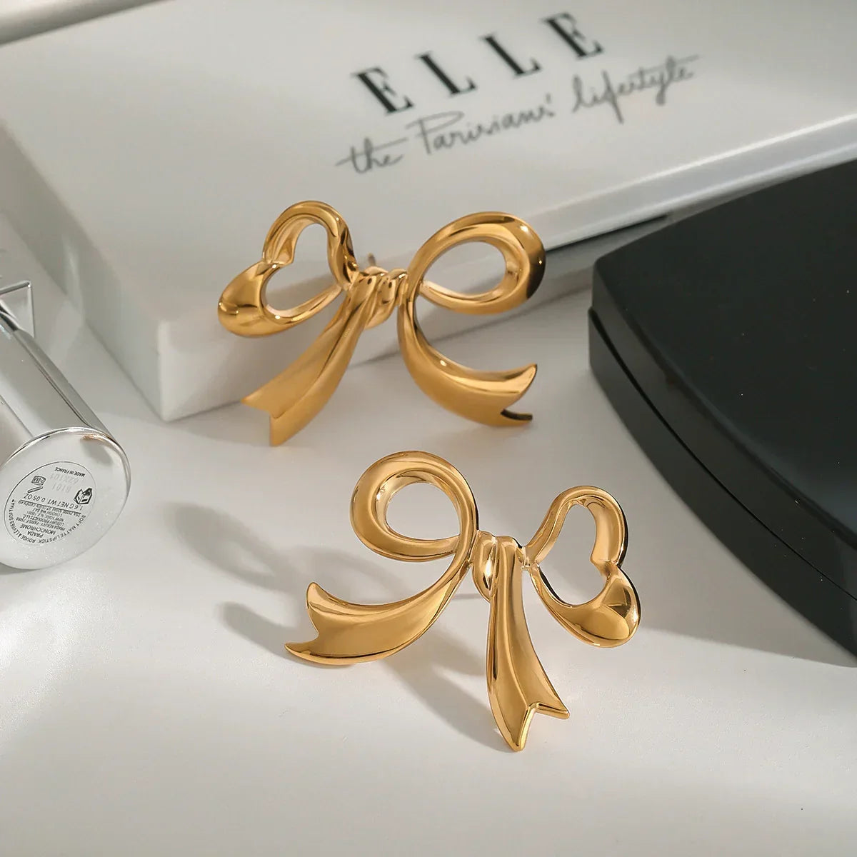 [Amore]Carissa Gold Bowtie Earrings