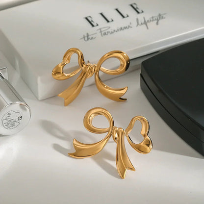 [Amore]Carissa Gold Bowtie Earrings