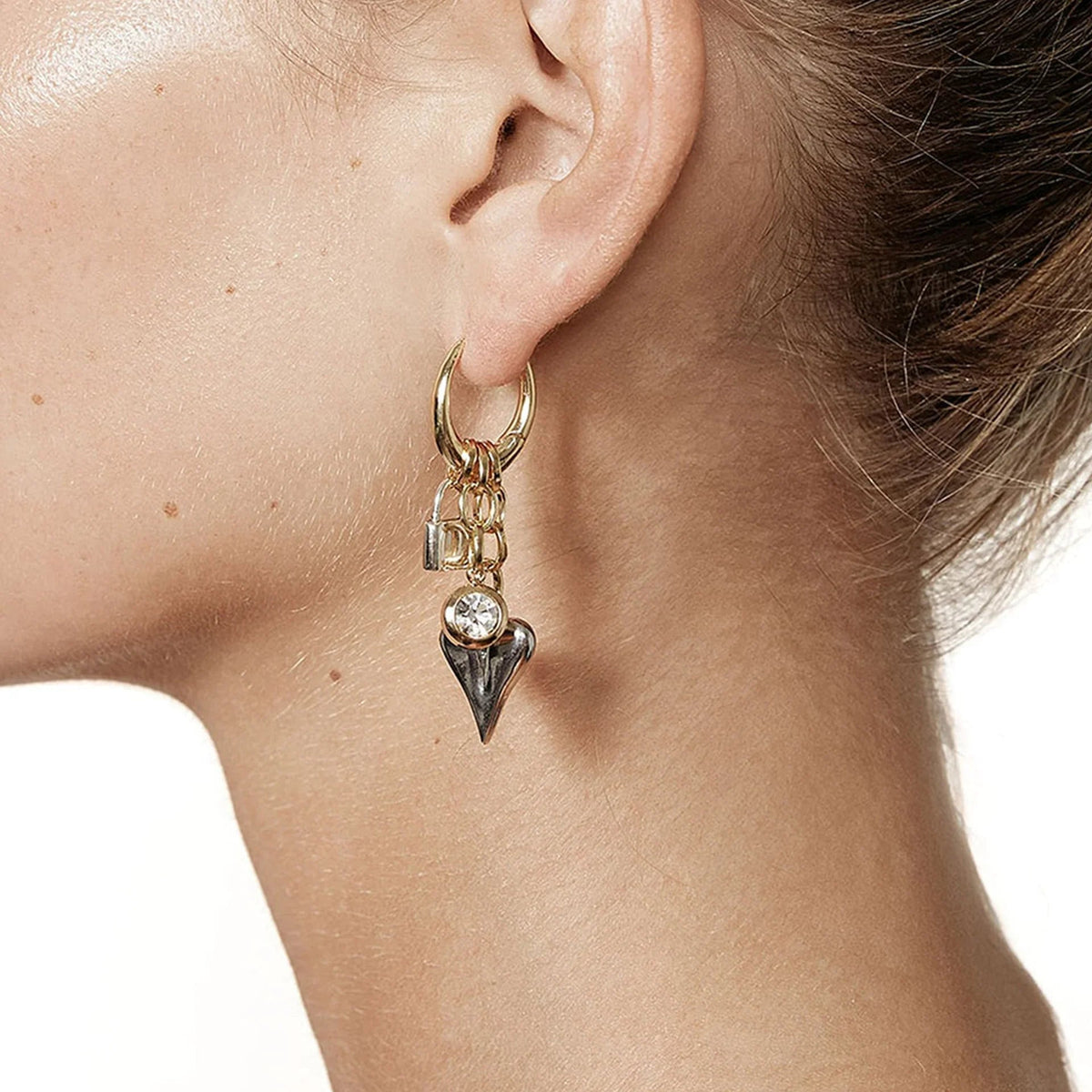 [Amore]Sarah Heart & Lock Gold Earrings