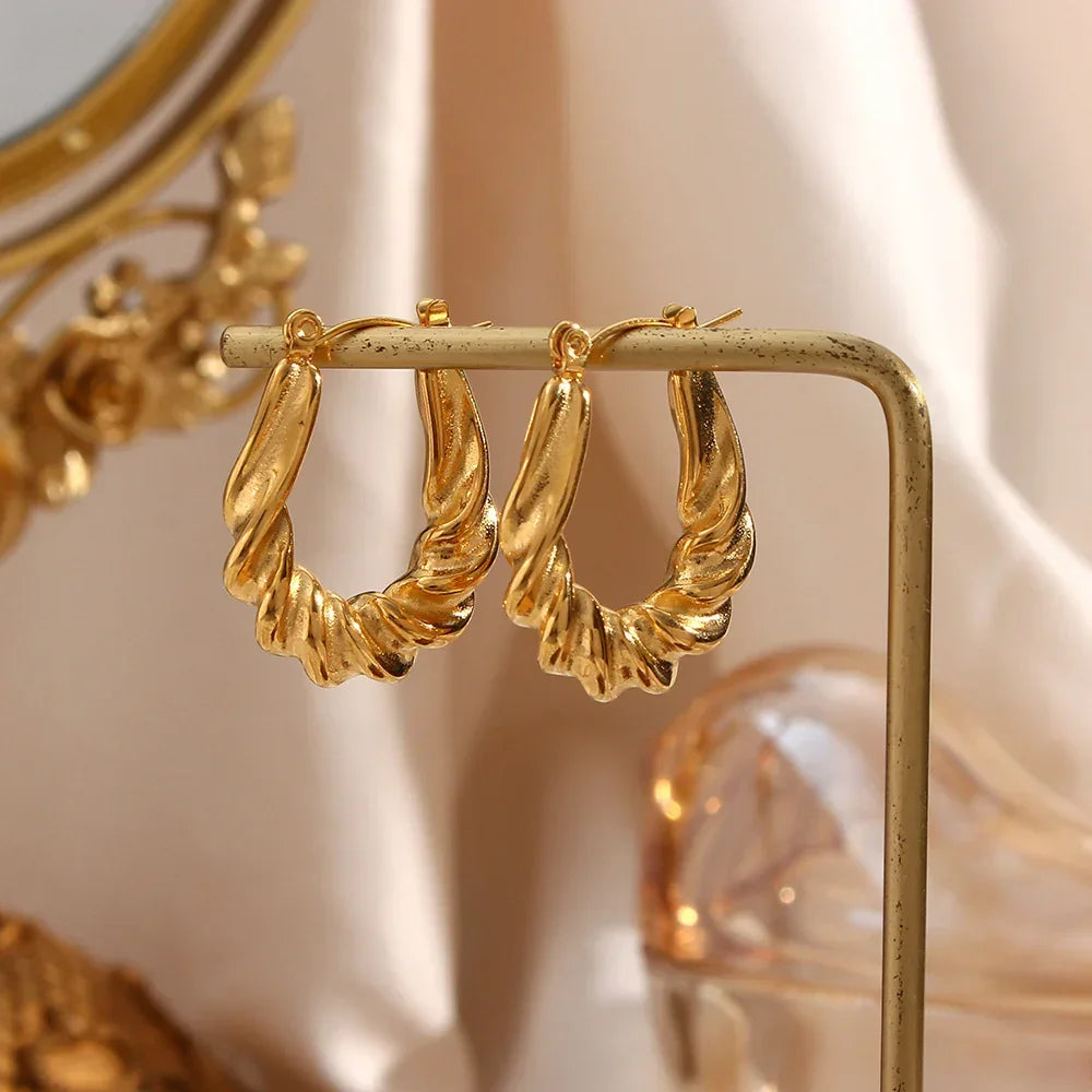 [Amore]Adaline Twist Hoop Earrings