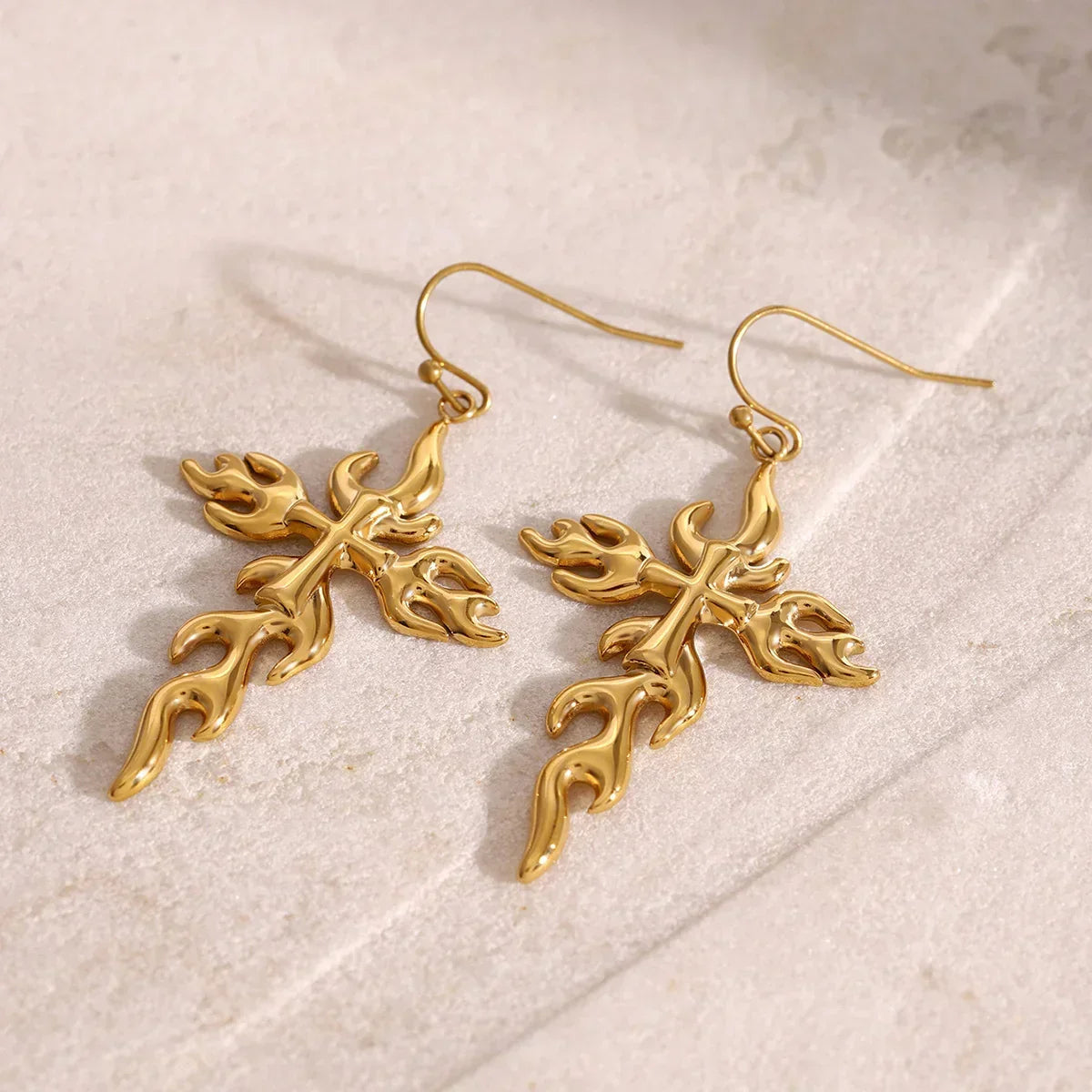 [Amore]Adrielle Branched Cross Gold Earrings
