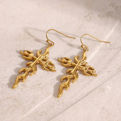 [Amore]Adrielle Branched Cross Gold Earrings