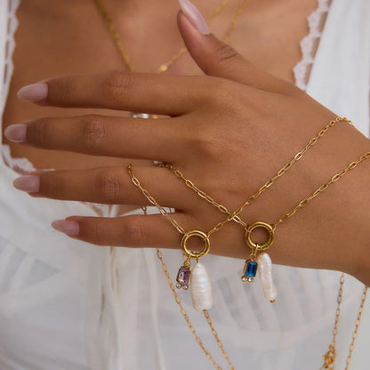 [Amore]Caitlin Birthstone Pearl Necklace