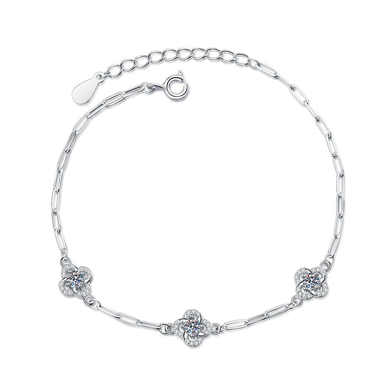 [Amore]TRIPLE-CLOVER MOISSANITE BRACELET