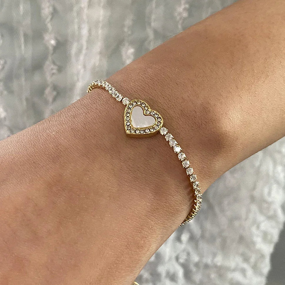 [Amore]Cameron Diamond Heart Tennis Bracelet